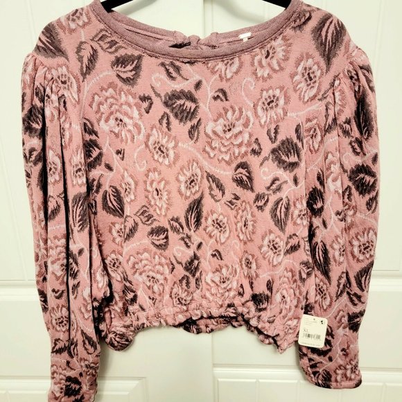 Free People No Ordinary Top Size XL Smoked Pink Combo Open Back Sweater NWT $128 - Picture 3 of 11